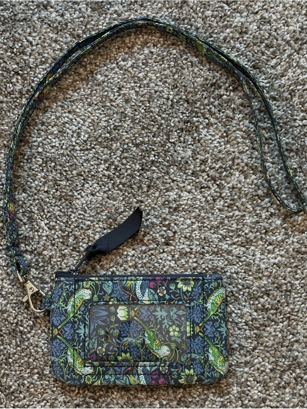 ❤️ Work Badge Holder with Zipper and Lanyard in William Morris Inspired Print